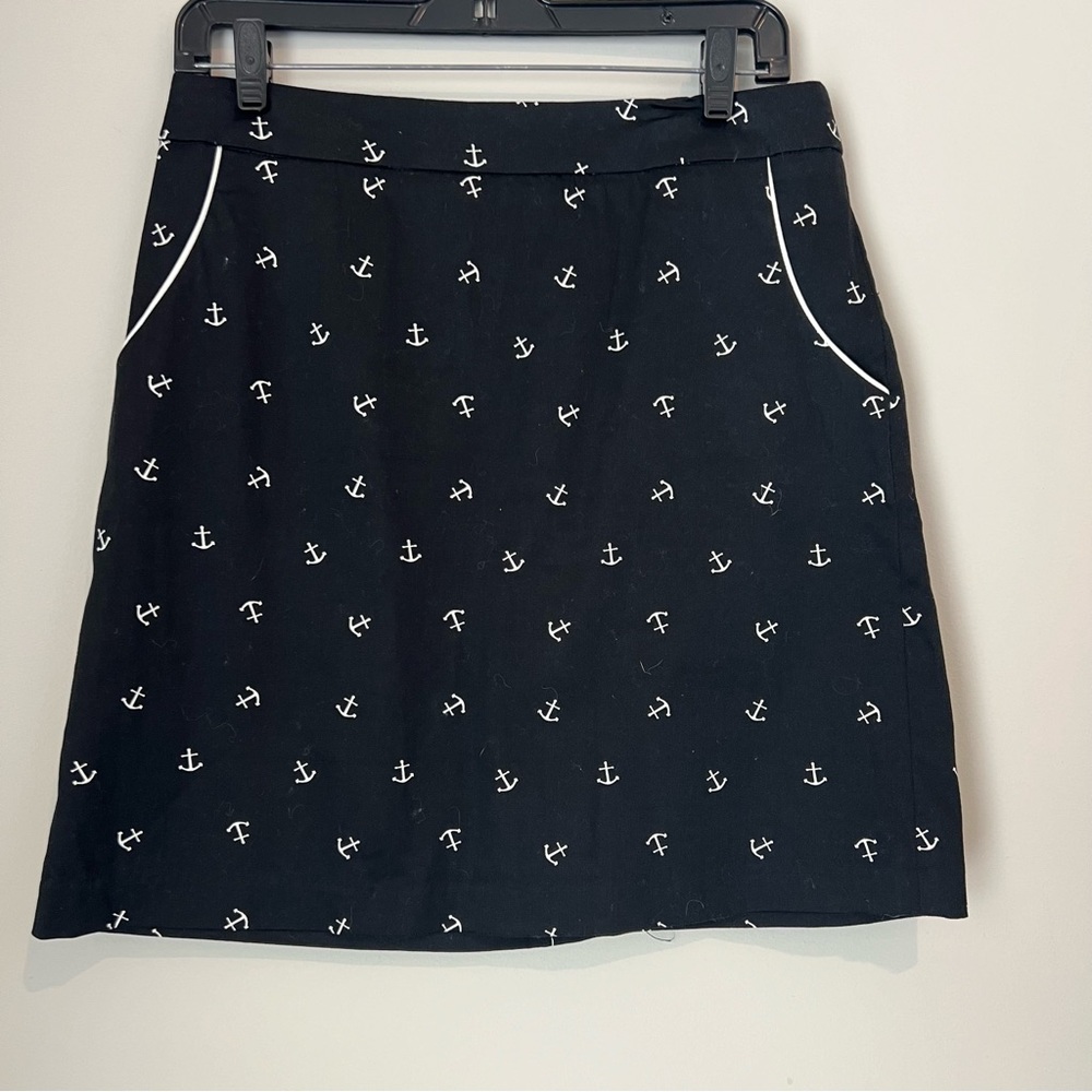 Womens Black Skirt White Anchor Print sz 6